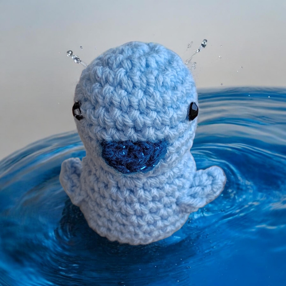 Blue Crocheted Duck Plush Toy